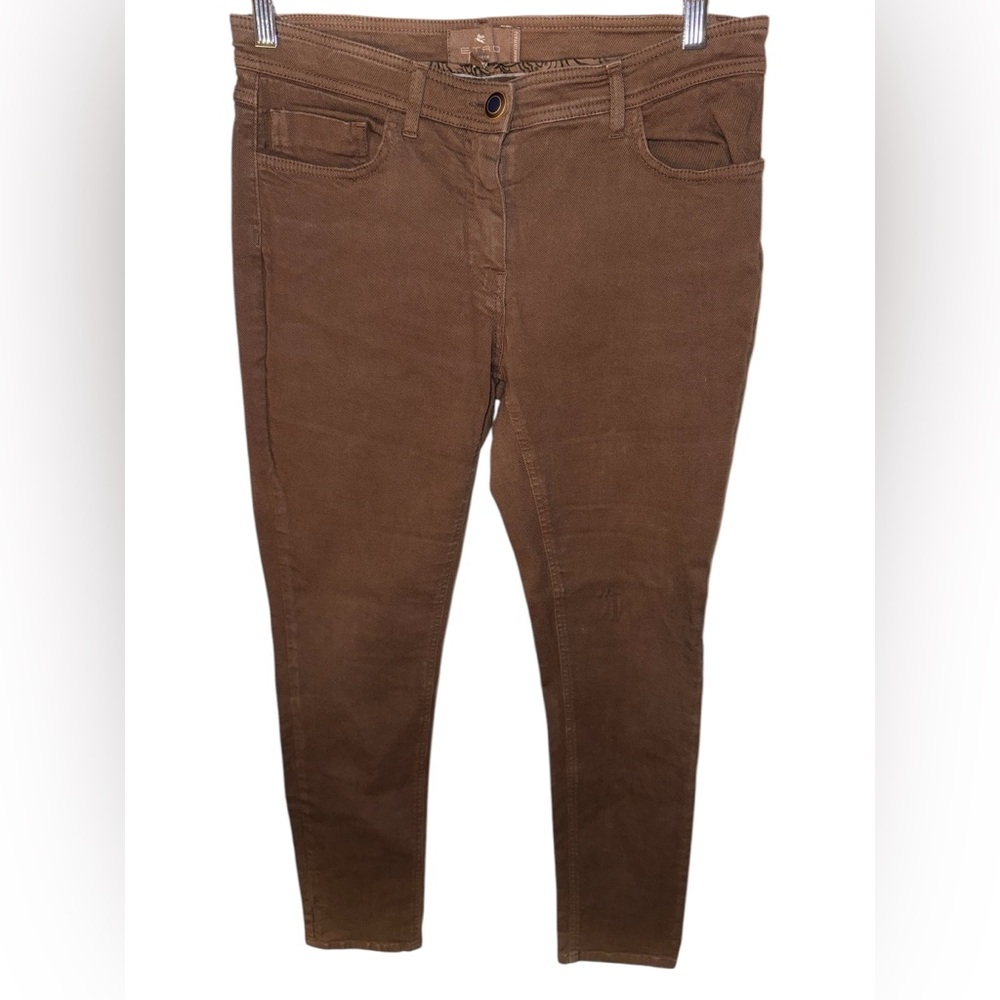 Etro Milano Denim Jeans Men's 30 slim straight Leg brown pants made in Italy